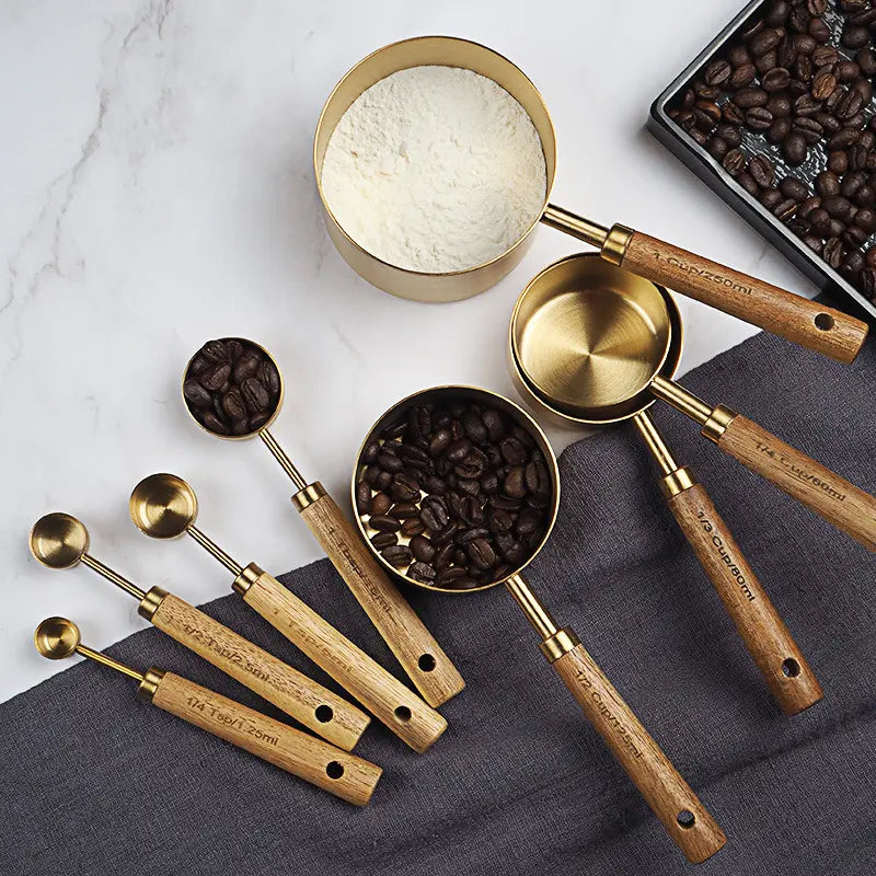 Premium Kitchen Measuring Spoons. Food-Grade Stainless Steel with Acacia Wooden Handle. - IvyandEarth