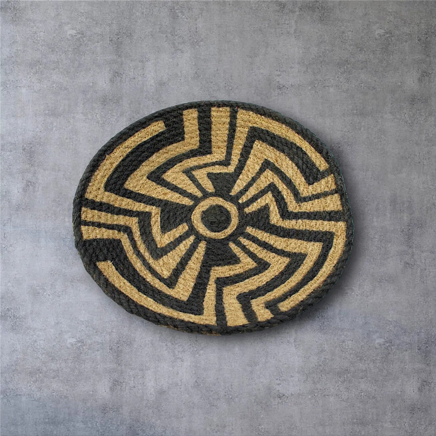 Jute woven basket wall decor Black Set of 6 - IvyandEarth