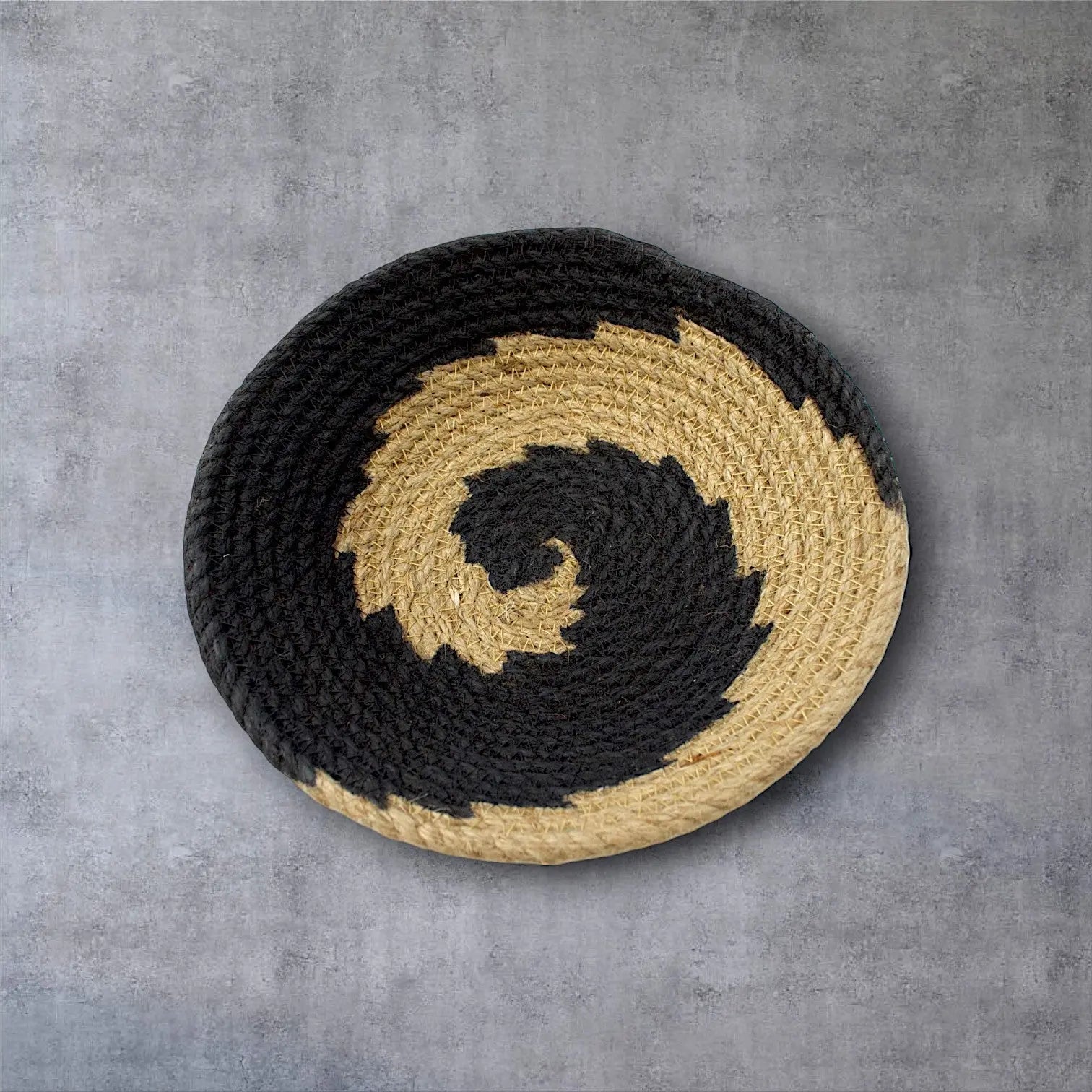 Jute woven basket wall decor Black Set of 6 - IvyandEarth