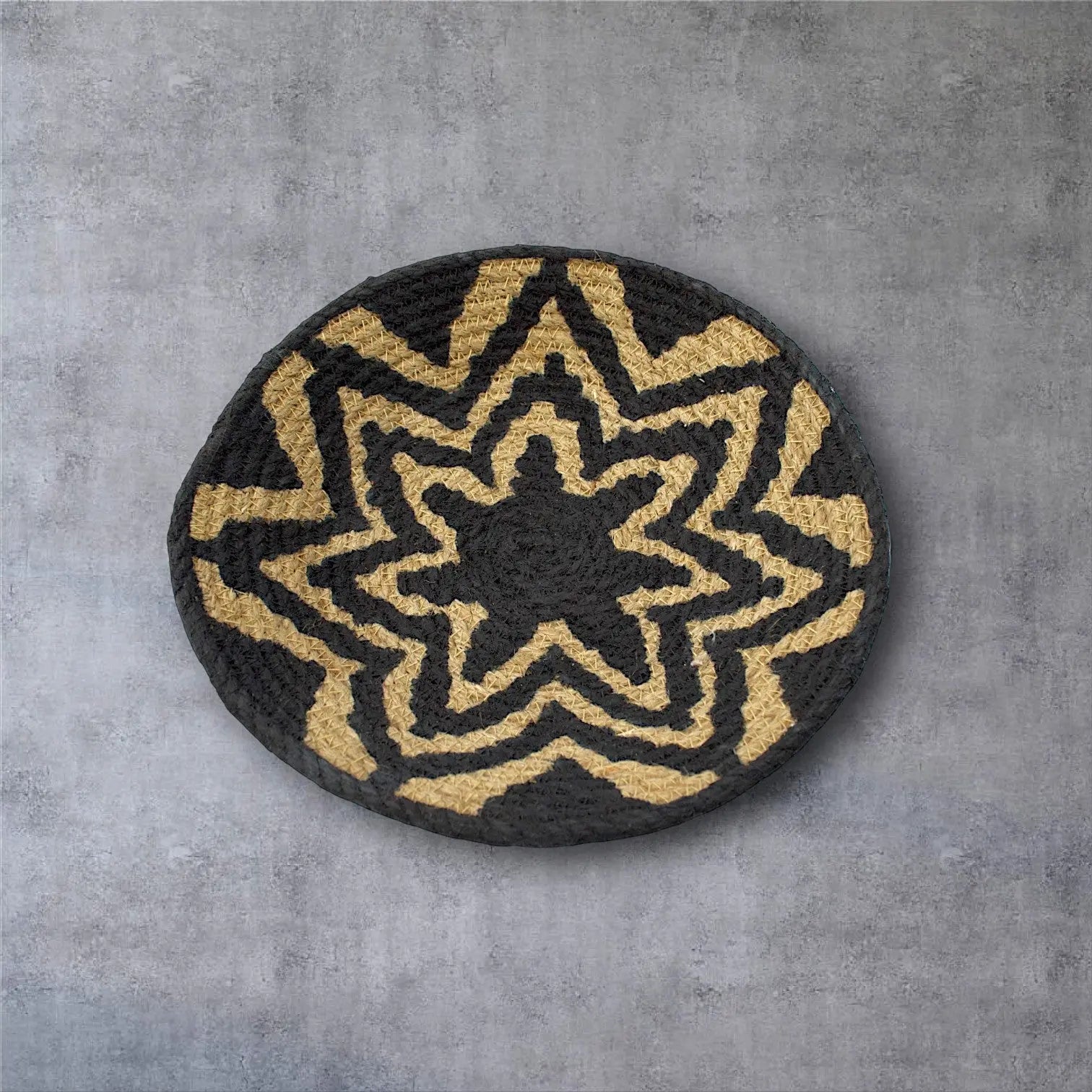 Jute woven basket wall decor Black Set of 6 - IvyandEarth