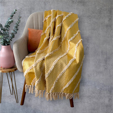 Artisan HandWoven 100% Cotton Decorative Throws with Gold Foil Design - IvyandEarth